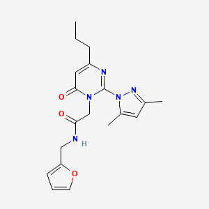 molecular formula C19H23N5O3 B6513293 2-[2-(3,5-dimethyl-1H-pyrazol-1-yl)-6-oxo-4-propyl-1,6-dihydropyrimidin-1-yl]-N-[(furan-2-yl)methyl]acetamide CAS No. 1002042-07-0