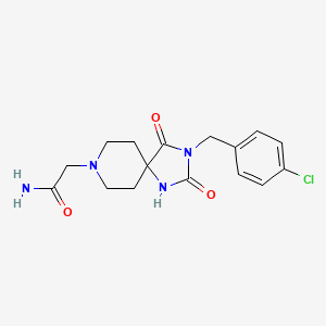 molecular formula C16H19ClN4O3 B6513317 2-{3-[(4-chlorophenyl)methyl]-2,4-dioxo-1,3,8-triazaspiro[4.5]decan-8-yl}acetamide CAS No. 941970-52-1