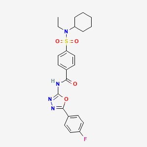molecular formula C23H25FN4O4S B6513325 4-[cyclohexyl(ethyl)sulfamoyl]-N-[5-(4-fluorophenyl)-1,3,4-oxadiazol-2-yl]benzamide CAS No. 899754-88-2