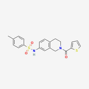 molecular formula C21H20N2O3S2 B6513352 4-methyl-N-[2-(thiophene-2-carbonyl)-1,2,3,4-tetrahydroisoquinolin-7-yl]benzene-1-sulfonamide CAS No. 955725-88-9