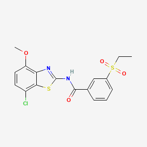 molecular formula C17H15ClN2O4S2 B6513370 N-(7-chloro-4-methoxy-1,3-benzothiazol-2-yl)-3-(ethanesulfonyl)benzamide CAS No. 886951-77-5