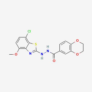 N'-(7-chloro-4-methoxy-1,3-benzothiazol-2-yl)-2,3-dihydro-1,4-benzodioxine-6-carbohydrazide