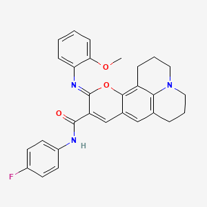 (4Z)-N-(4-fluorophenyl)-4-[(2-methoxyphenyl)imino]-3-oxa-13-azatetracyclo[7.7.1.0^{2,7}.0^{13,17}]heptadeca-1,5,7,9(17)-tetraene-5-carboxamide