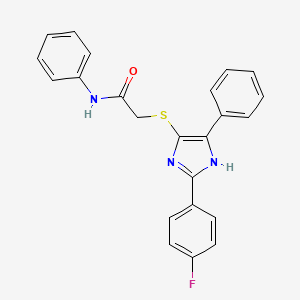 molecular formula C23H18FN3OS B6513450 2-{[2-(4-fluorophenyl)-5-phenyl-1H-imidazol-4-yl]sulfanyl}-N-phenylacetamide CAS No. 865657-37-0