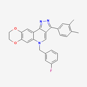 molecular formula C27H22FN3O2 B6513491 14-(3,4-dimethylphenyl)-17-[(3-fluorophenyl)methyl]-4,7-dioxa-12,13,17-triazatetracyclo[8.7.0.0^{3,8}.0^{11,15}]heptadeca-1,3(8),9,11,13,15-hexaene CAS No. 866809-62-3