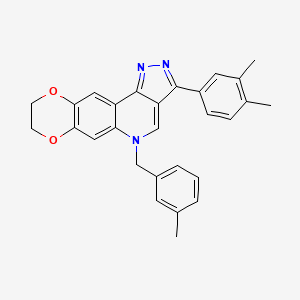 molecular formula C28H25N3O2 B6513498 14-(3,4-dimethylphenyl)-17-[(3-methylphenyl)methyl]-4,7-dioxa-12,13,17-triazatetracyclo[8.7.0.0^{3,8}.0^{11,15}]heptadeca-1,3(8),9,11,13,15-hexaene CAS No. 866809-75-8