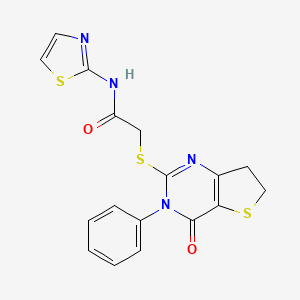 2-({4-oxo-3-phenyl-3H,4H,6H,7H-thieno[3,2-d]pyrimidin-2-yl}sulfanyl)-N-(1,3-thiazol-2-yl)acetamide