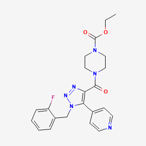 molecular formula C22H23FN6O3 B6513653 ethyl 4-{1-[(2-fluorophenyl)methyl]-5-(pyridin-4-yl)-1H-1,2,3-triazole-4-carbonyl}piperazine-1-carboxylate CAS No. 1795440-39-9