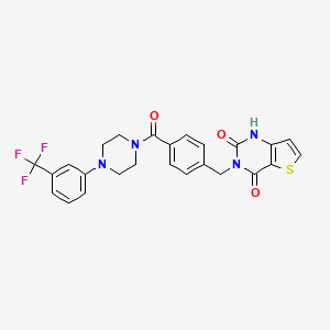 molecular formula C25H21F3N4O3S B6513872 3-[(4-{4-[3-(trifluoromethyl)phenyl]piperazine-1-carbonyl}phenyl)methyl]-1H,2H,3H,4H-thieno[3,2-d]pyrimidine-2,4-dione CAS No. 892254-14-7