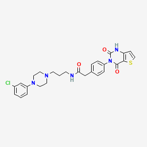 molecular formula C27H28ClN5O3S B6513879 N-{3-[4-(3-chlorophenyl)piperazin-1-yl]propyl}-2-(4-{2,4-dioxo-1H,2H,3H,4H-thieno[3,2-d]pyrimidin-3-yl}phenyl)acetamide CAS No. 892254-00-1