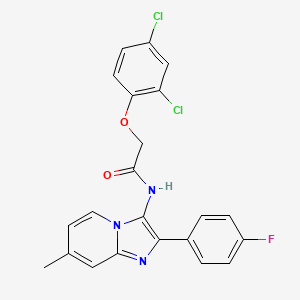 molecular formula C22H16Cl2FN3O2 B6513888 2-(2,4-dichlorophenoxy)-N-[2-(4-fluorophenyl)-7-methylimidazo[1,2-a]pyridin-3-yl]acetamide CAS No. 850931-23-6