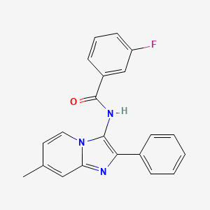 molecular formula C21H16FN3O B6513903 3-fluoro-N-{7-methyl-2-phenylimidazo[1,2-a]pyridin-3-yl}benzamide CAS No. 850932-02-4