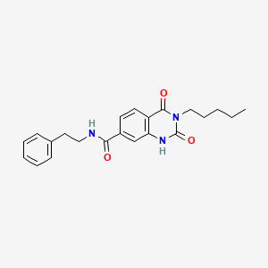 molecular formula C22H25N3O3 B6513918 2,4-dioxo-3-pentyl-N-(2-phenylethyl)-1,2,3,4-tetrahydroquinazoline-7-carboxamide CAS No. 892262-94-1