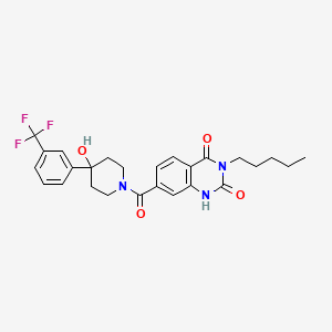 molecular formula C26H28F3N3O4 B6513979 7-{4-hydroxy-4-[3-(trifluoromethyl)phenyl]piperidine-1-carbonyl}-3-pentyl-1,2,3,4-tetrahydroquinazoline-2,4-dione CAS No. 892266-02-3