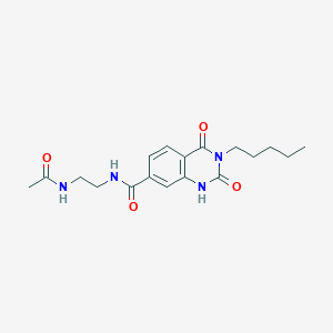 molecular formula C18H24N4O4 B6513980 N-{2-[(2,4-dioxo-3-pentyl-1,2,3,4-tetrahydroquinazolin-7-yl)formamido]ethyl}acetamide CAS No. 892266-16-9