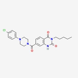 molecular formula C24H27ClN4O3 B6513998 7-[4-(4-chlorophenyl)piperazine-1-carbonyl]-3-pentyl-1,2,3,4-tetrahydroquinazoline-2,4-dione CAS No. 892266-76-1