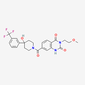 molecular formula C24H24F3N3O5 B6514073 7-{4-hydroxy-4-[3-(trifluoromethyl)phenyl]piperidine-1-carbonyl}-3-(2-methoxyethyl)-1,2,3,4-tetrahydroquinazoline-2,4-dione CAS No. 892271-74-8