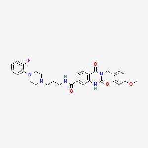 molecular formula C30H32FN5O4 B6514169 N-{3-[4-(2-fluorophenyl)piperazin-1-yl]propyl}-3-[(4-methoxyphenyl)methyl]-2,4-dioxo-1,2,3,4-tetrahydroquinazoline-7-carboxamide CAS No. 892276-18-5