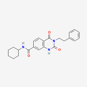 molecular formula C23H25N3O3 B6514203 N-cyclohexyl-2,4-dioxo-3-(2-phenylethyl)-1,2,3,4-tetrahydroquinazoline-7-carboxamide CAS No. 892278-62-5