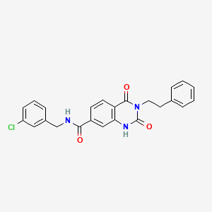 molecular formula C24H20ClN3O3 B6514210 N-[(3-chlorophenyl)methyl]-2,4-dioxo-3-(2-phenylethyl)-1,2,3,4-tetrahydroquinazoline-7-carboxamide CAS No. 892278-77-2