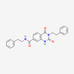 molecular formula C25H23N3O3 B6514219 2,4-dioxo-N,3-bis(2-phenylethyl)-1,2,3,4-tetrahydroquinazoline-7-carboxamide CAS No. 892278-93-2