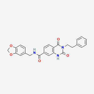 molecular formula C25H21N3O5 B6514244 N-[(2H-1,3-benzodioxol-5-yl)methyl]-2,4-dioxo-3-(2-phenylethyl)-1,2,3,4-tetrahydroquinazoline-7-carboxamide CAS No. 892279-33-3