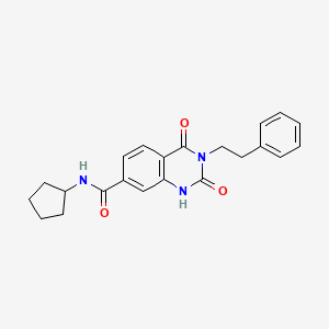 molecular formula C22H23N3O3 B6514278 N-cyclopentyl-2,4-dioxo-3-(2-phenylethyl)-1,2,3,4-tetrahydroquinazoline-7-carboxamide CAS No. 892280-37-4