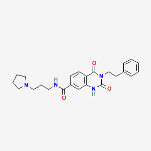 molecular formula C24H28N4O3 B6514310 2,4-dioxo-3-(2-phenylethyl)-N-[3-(pyrrolidin-1-yl)propyl]-1,2,3,4-tetrahydroquinazoline-7-carboxamide CAS No. 892281-16-2