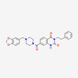 molecular formula C29H28N4O5 B6514344 7-{4-[(2H-1,3-benzodioxol-5-yl)methyl]piperazine-1-carbonyl}-3-(2-phenylethyl)-1,2,3,4-tetrahydroquinazoline-2,4-dione CAS No. 892282-36-9