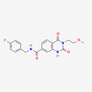 molecular formula C19H18FN3O4 B6514420 N-[(4-fluorophenyl)methyl]-3-(2-methoxyethyl)-2,4-dioxo-1,2,3,4-tetrahydroquinazoline-7-carboxamide CAS No. 892289-41-7