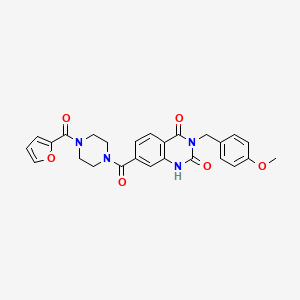 molecular formula C26H24N4O6 B6514503 7-[4-(furan-2-carbonyl)piperazine-1-carbonyl]-3-[(4-methoxyphenyl)methyl]-1,2,3,4-tetrahydroquinazoline-2,4-dione CAS No. 892292-45-4