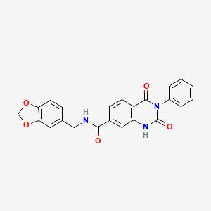 molecular formula C23H17N3O5 B6514565 N-[(2H-1,3-benzodioxol-5-yl)methyl]-2,4-dioxo-3-phenyl-1,2,3,4-tetrahydroquinazoline-7-carboxamide CAS No. 892293-50-4