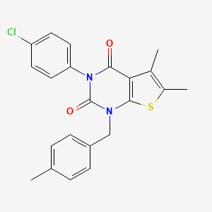 molecular formula C22H19ClN2O2S B6514649 3-(4-chlorophenyl)-5,6-dimethyl-1-[(4-methylphenyl)methyl]-1H,2H,3H,4H-thieno[2,3-d]pyrimidine-2,4-dione CAS No. 687580-77-4