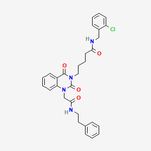 molecular formula C30H31ClN4O4 B6514657 N-[(2-chlorophenyl)methyl]-5-(2,4-dioxo-1-{[(2-phenylethyl)carbamoyl]methyl}-1,2,3,4-tetrahydroquinazolin-3-yl)pentanamide CAS No. 892267-31-1