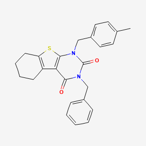 4-benzyl-6-[(4-methylphenyl)methyl]-8-thia-4,6-diazatricyclo[7.4.0.0^{2,7}]trideca-1(9),2(7)-diene-3,5-dione