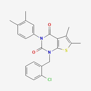 molecular formula C23H21ClN2O2S B6514705 1-[(2-chlorophenyl)methyl]-3-(3,4-dimethylphenyl)-5,6-dimethyl-1H,2H,3H,4H-thieno[2,3-d]pyrimidine-2,4-dione CAS No. 687581-74-4