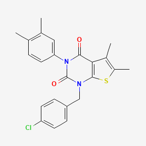 molecular formula C23H21ClN2O2S B6514708 1-[(4-chlorophenyl)methyl]-3-(3,4-dimethylphenyl)-5,6-dimethyl-1H,2H,3H,4H-thieno[2,3-d]pyrimidine-2,4-dione CAS No. 687581-75-5