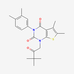 molecular formula C22H26N2O3S B6514716 1-(3,3-dimethyl-2-oxobutyl)-3-(3,4-dimethylphenyl)-5,6-dimethyl-1H,2H,3H,4H-thieno[2,3-d]pyrimidine-2,4-dione CAS No. 687581-76-6