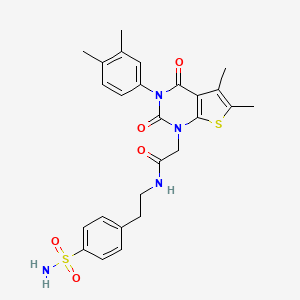 molecular formula C26H28N4O5S2 B6514720 2-[3-(3,4-dimethylphenyl)-5,6-dimethyl-2,4-dioxo-1H,2H,3H,4H-thieno[2,3-d]pyrimidin-1-yl]-N-[2-(4-sulfamoylphenyl)ethyl]acetamide CAS No. 687581-83-5