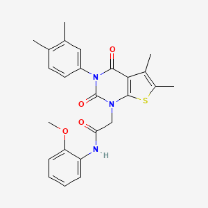 molecular formula C25H25N3O4S B6514728 2-[3-(3,4-dimethylphenyl)-5,6-dimethyl-2,4-dioxo-1H,2H,3H,4H-thieno[2,3-d]pyrimidin-1-yl]-N-(2-methoxyphenyl)acetamide CAS No. 892269-31-7