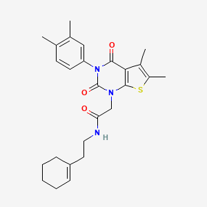 molecular formula C26H31N3O3S B6514732 N-[2-(cyclohex-1-en-1-yl)ethyl]-2-[3-(3,4-dimethylphenyl)-5,6-dimethyl-2,4-dioxo-1H,2H,3H,4H-thieno[2,3-d]pyrimidin-1-yl]acetamide CAS No. 687581-84-6