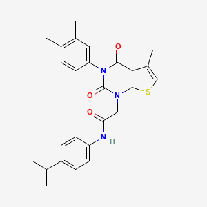 molecular formula C27H29N3O3S B6514741 2-[3-(3,4-dimethylphenyl)-5,6-dimethyl-2,4-dioxo-1H,2H,3H,4H-thieno[2,3-d]pyrimidin-1-yl]-N-[4-(propan-2-yl)phenyl]acetamide CAS No. 687581-92-6