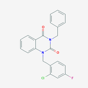 molecular formula C22H16ClFN2O2 B6514748 3-benzyl-1-[(2-chloro-4-fluorophenyl)methyl]-1,2,3,4-tetrahydroquinazoline-2,4-dione CAS No. 892270-50-7