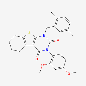 molecular formula C27H28N2O4S B6514793 4-(2,4-dimethoxyphenyl)-6-[(2,5-dimethylphenyl)methyl]-8-thia-4,6-diazatricyclo[7.4.0.0^{2,7}]trideca-1(9),2(7)-diene-3,5-dione CAS No. 687583-43-3