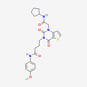 molecular formula C24H28N4O5S B6514795 4-{1-[(cyclopentylcarbamoyl)methyl]-2,4-dioxo-1H,2H,3H,4H-thieno[3,2-d]pyrimidin-3-yl}-N-(4-methoxyphenyl)butanamide CAS No. 687584-32-3