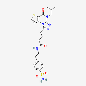 molecular formula C23H28N6O4S2 B6514802 4-[8-(2-methylpropyl)-7-oxo-5-thia-1,8,10,11-tetraazatricyclo[7.3.0.0^{2,6}]dodeca-2(6),3,9,11-tetraen-12-yl]-N-[2-(4-sulfamoylphenyl)ethyl]butanamide CAS No. 892274-12-3