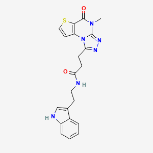 N-[2-(1H-indol-3-yl)ethyl]-3-{8-methyl-7-oxo-5-thia-1,8,10,11-tetraazatricyclo[7.3.0.0^{2,6}]dodeca-2(6),3,9,11-tetraen-12-yl}propanamide