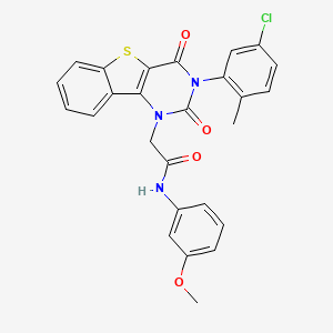 2-[5-(5-chloro-2-methylphenyl)-4,6-dioxo-8-thia-3,5-diazatricyclo[7.4.0.0^{2,7}]trideca-1(9),2(7),10,12-tetraen-3-yl]-N-(3-methoxyphenyl)acetamide