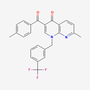 molecular formula C25H19F3N2O2 B6514897 7-methyl-3-(4-methylbenzoyl)-1-{[3-(trifluoromethyl)phenyl]methyl}-1,4-dihydro-1,8-naphthyridin-4-one CAS No. 892301-35-8