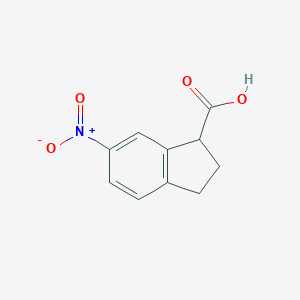 molecular formula C10H9NO4 B065149 6-Nitro-2,3-dihydro-1H-indene-1-carboxylic acid CAS No. 174776-68-2